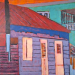 Acryl schilderij, Maya Wildevuur, Huizen Curaçao , 2001
